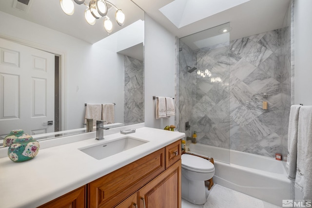 6350 Green Ranch Rd, Reno, NV 89519 - bathroom with a skylight, vanity, toilet, and  shower combination