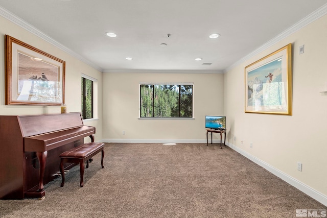 400 Fairview Blvd Unit 155, Incline Village, NV 89451 - sitting room with carpet, crown molding, recessed lighting, and baseboards