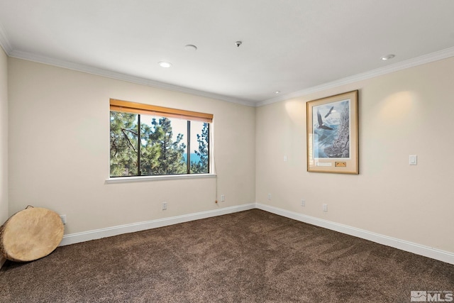 400 Fairview Blvd Unit 155, Incline Village, NV 89451 - spare room featuring dark colored carpet, baseboards, ornamental molding, and recessed lighting