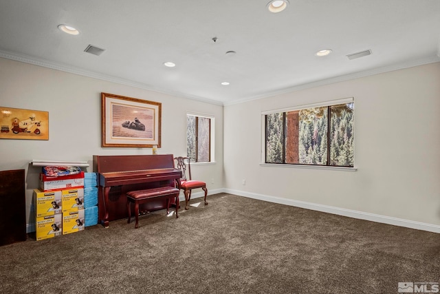 400 Fairview Blvd Unit 155, Incline Village, NV 89451 - sitting room featuring carpet floors, recessed lighting, crown molding, and baseboards