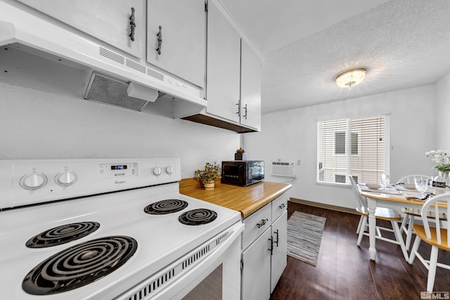 400 S Saliman Rd Unit G56, Carson City, NV 89701 - kitchen featuring white range with electric cooktop, under cabinet range hood, light countertops, dark wood-style floors, and black microwave