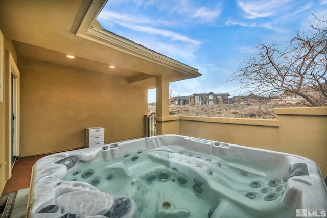 227 S Earlham, Reno, NV 89511 - detailed view of stucco siding and a hot tub