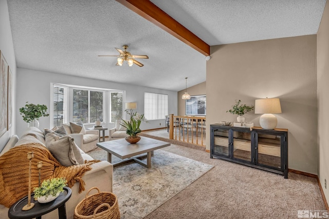 1663 Shadow Wood Ct, Reno, NV 89523 - living room with a textured ceiling, ceiling fan, baseboards, and carpet floors