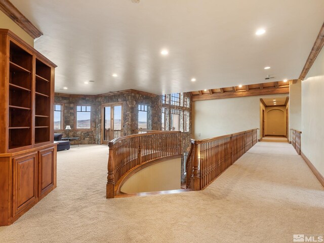 525 Cable Canyon Way, Fernley, NV 89408 - corridor with carpet, recessed lighting, and an upstairs landing