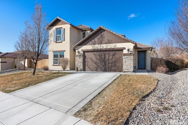 2780 Tobiano Dr, Reno, NV 89521 - traditional-style home with stucco siding, an attached garage, concrete driveway, and a tile roof