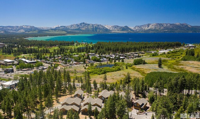 aerial view of a water and mountain view
