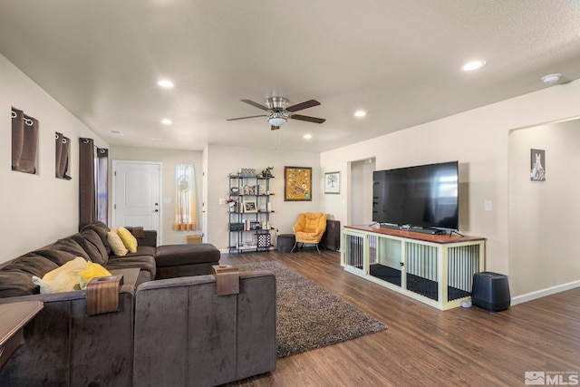 1953 Verona Dr, Fallon, NV 89406 - living room with wood finished floors, ceiling fan, recessed lighting, and baseboards