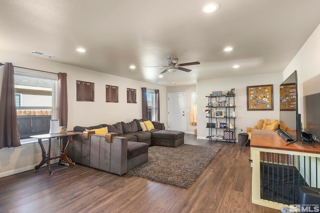 1953 Verona Dr, Fallon, NV 89406 - living area with a ceiling fan, wood finished floors, recessed lighting, and baseboards