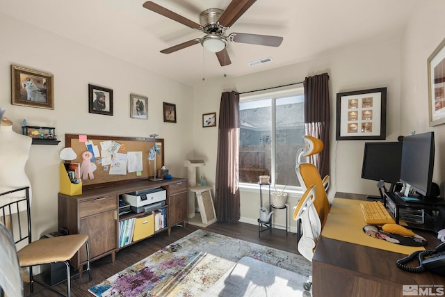 1953 Verona Dr, Fallon, NV 89406 - office space featuring ceiling fan, dark wood-style flooring, and baseboards