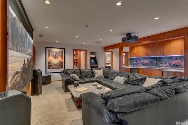 572 Rockrose Ct, Incline Village, NV 89451 - living area with light carpet, recessed lighting, and baseboards