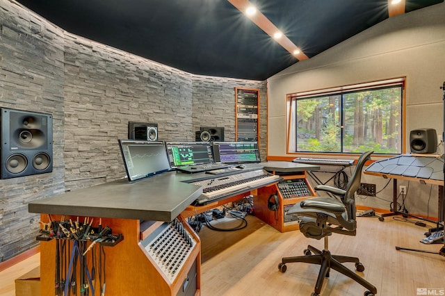 572 Rockrose Ct, Incline Village, NV 89451 - office area featuring lofted ceiling and wood finished floors