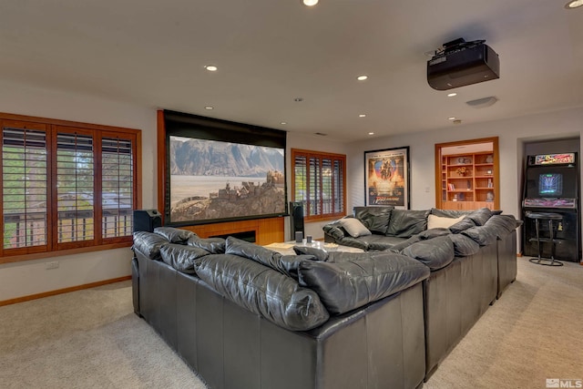 572 Rockrose Ct, Incline Village, NV 89451 - cinema room with light colored carpet, recessed lighting, plenty of natural light, and baseboards
