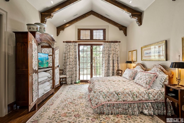 6025 Lake Geneva, Reno, NV 89511 - bedroom featuring dark wood-type flooring and high vaulted ceiling
