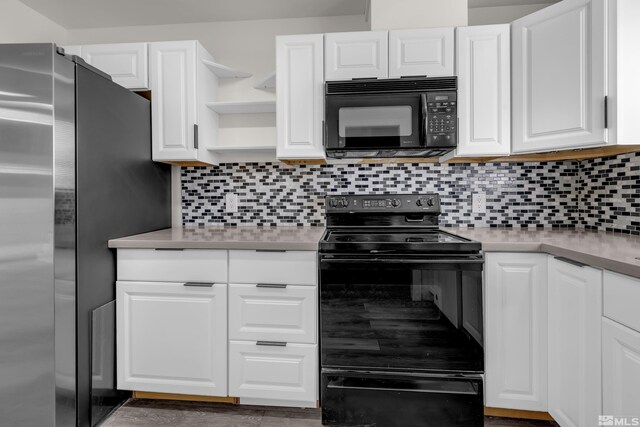 4 Smithridge, Reno, NV 89502 - kitchen featuring black appliances, open shelves, light countertops, and white cabinetry