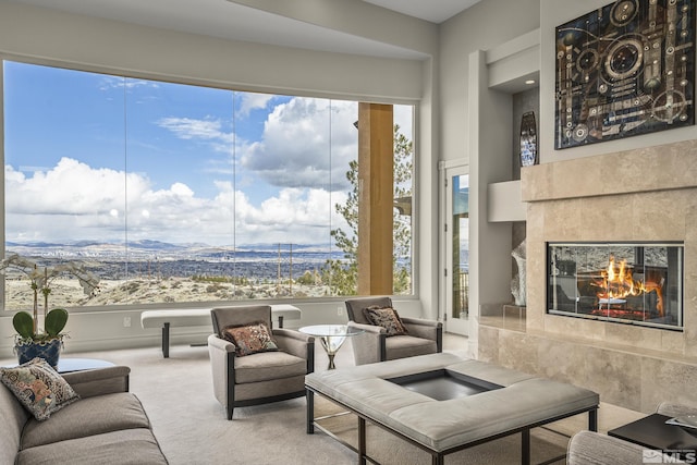 3605 Silver Vista Dr, Reno, NV 89511 - carpeted living room with a fireplace