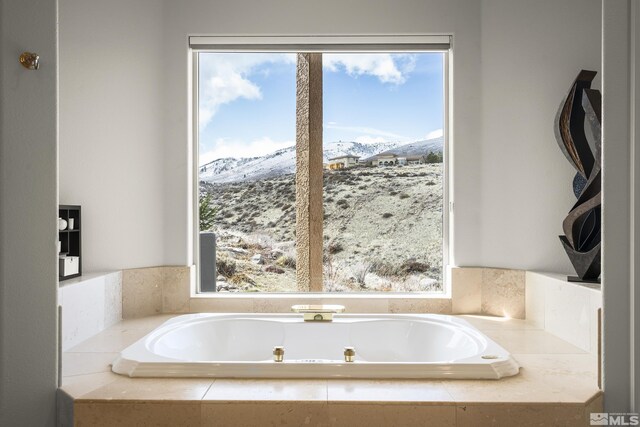 3605 Silver Vista Dr, Reno, NV 89511 - bathroom featuring a mountain view and a garden tub