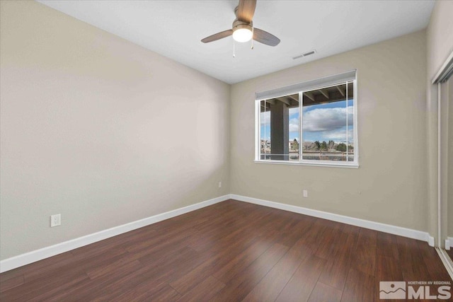 6141 Solstice Dr, Sparks, NV 89436 - spare room featuring baseboards, ceiling fan, and wood finished floors