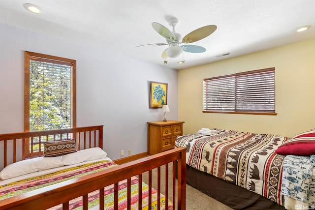 626 Canyon Dr, Zephyr Cove, NV 89448 - bedroom featuring recessed lighting, carpet flooring, and a ceiling fan
