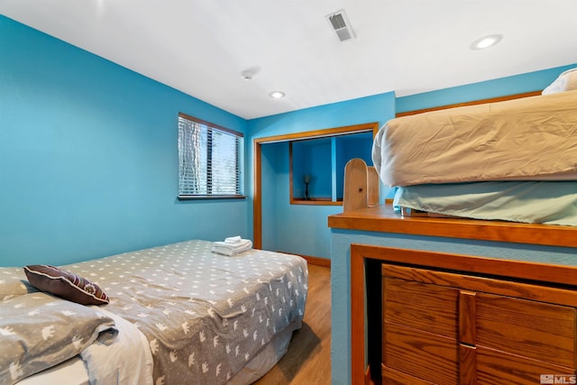 626 Canyon Dr, Zephyr Cove, NV 89448 - bedroom featuring wood finished floors, a closet, and recessed lighting