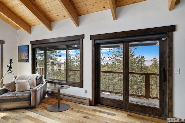 520 Laurel Ln, Stateline, NV 89449 - doorway with wooden ceiling and wood finished floors
