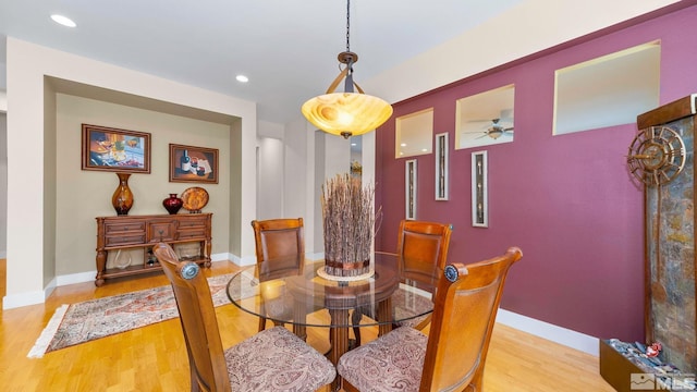 4940 Turning Leaf Way, Reno, NV 89519 - dining area with light wood finished floors, recessed lighting, and a ceiling fan