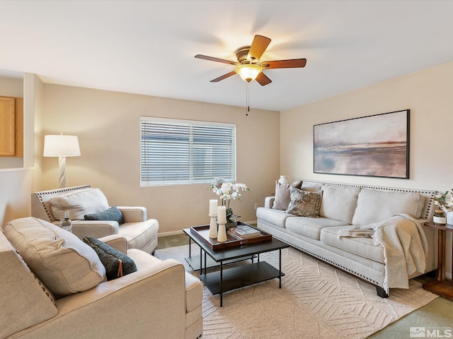 7433 Gannon Dr, Reno, NV 89506 - living room with ceiling fan, light carpet, and baseboards