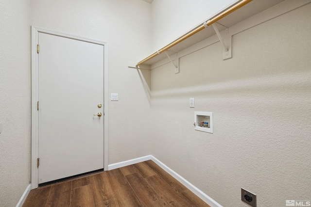 823 Gullane Ct, Dayton, NV 89403 - washroom with electric dryer hookup, dark wood-style floors, washer hookup, and baseboards