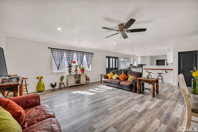 285 James Ave, Dayton, NV 89403 - living area with a ceiling fan, wood finished floors, recessed lighting, and baseboards