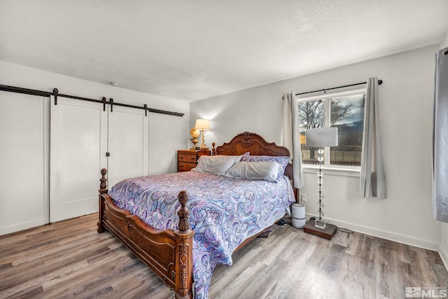 285 James Ave, Dayton, NV 89403 - bedroom featuring a barn door, wood finished floors, and baseboards