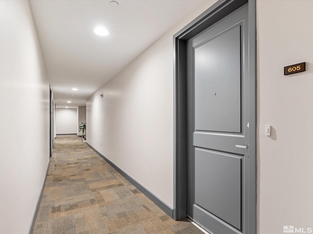 50 N Sierra Unit 605, Reno, NV 89501 - corridor with recessed lighting, light colored carpet, and baseboards