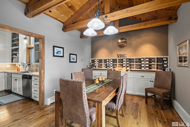1005 Marlene St, Incline Village, NV 89451 - dining room with hardwood / wood-style flooring, baseboards, and wooden ceiling