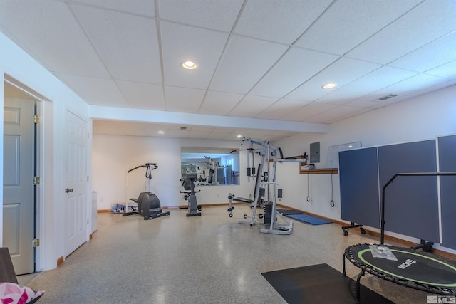 1875 View Ct, Fernley, NV 89408 - workout room featuring baseboards and a drop ceiling