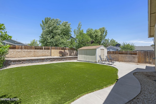 7721 Welsh Dr, Reno, NV 89506 - fenced backyard featuring a storage shed and a patio area