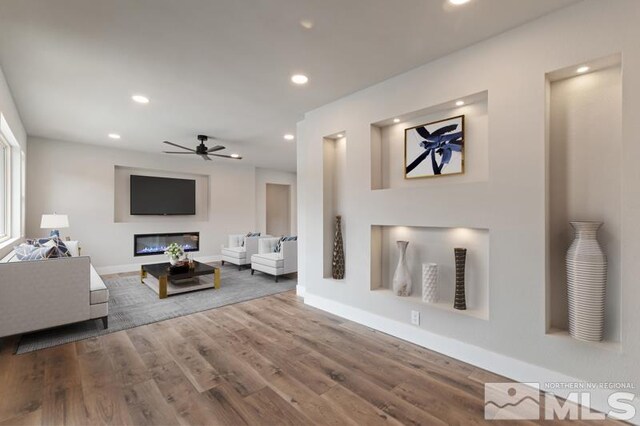995 Skyline Blvd, Reno, NV 89509 - living room featuring ceiling fan, recessed lighting, wood finished floors, and baseboards
