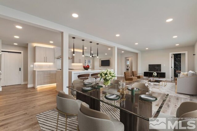 995 Skyline Blvd, Reno, NV 89509 - dining area featuring recessed lighting, light wood-style floors, and baseboards