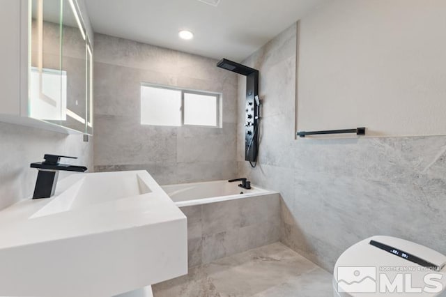 995 Skyline Blvd, Reno, NV 89509 - bathroom with a sink and tile walls