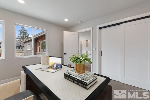 995 Skyline Blvd, Reno, NV 89509 - office area featuring recessed lighting, wood finished floors, and baseboards