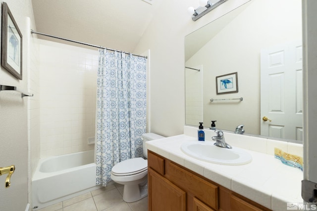 1659 Chiquita Ci, Minden, NV 89423 - bathroom with tile patterned flooring, toilet, vanity, and shower / bath combo with shower curtain