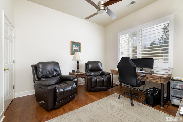 1659 Chiquita Ci, Minden, NV 89423 - home office with a ceiling fan, wood finished floors, and baseboards