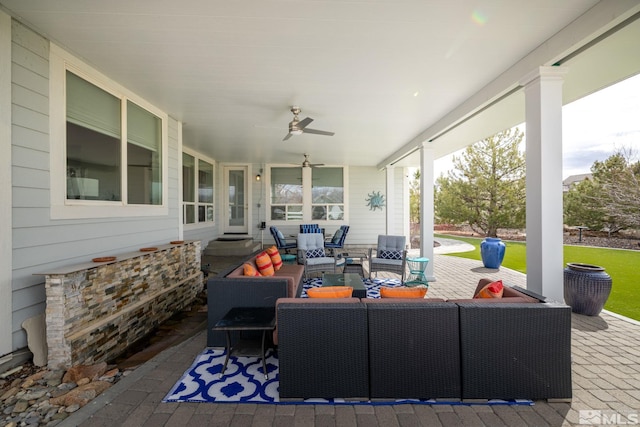 1659 Chiquita Ci, Minden, NV 89423 - view of patio / terrace featuring an outdoor hangout area and a ceiling fan