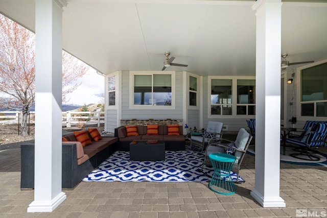 1659 Chiquita Ci, Minden, NV 89423 - view of patio with an outdoor living space and a ceiling fan