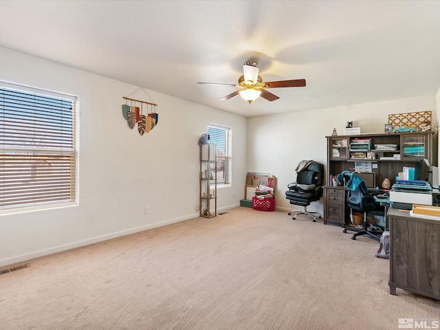 4259 Rancheria Rd, Fallon, NV 89406 - office featuring a ceiling fan, carpet, and baseboards