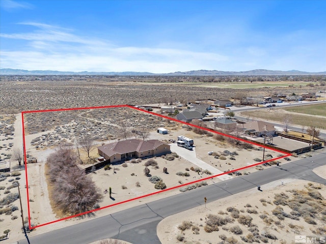 4259 Rancheria Rd, Fallon, NV 89406 - overview of rural landscape featuring property parcel outlined, a mountain backdrop, and a desert landscape