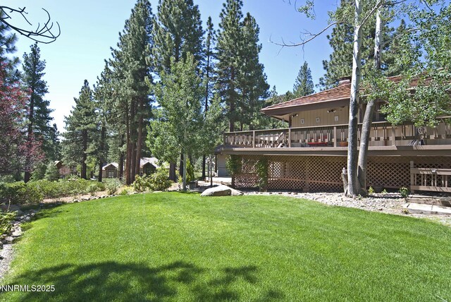 205 Scotch Pine Rd, Reno, NV 89511 - view of green lawn with a wooden deck