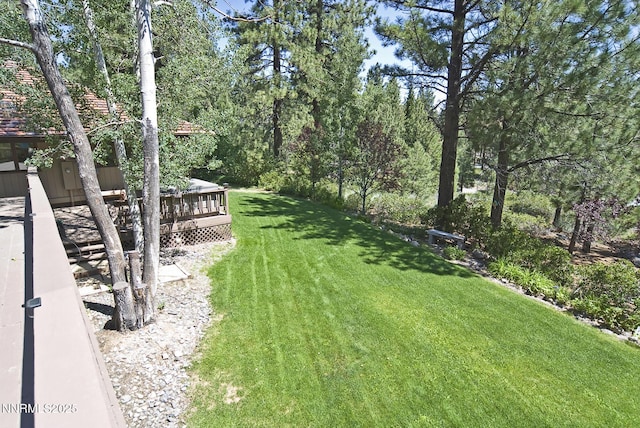 205 Scotch Pine Rd, Reno, NV 89511 - view of grassy yard with a wooden deck