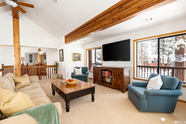 513 Lucille Dr, Incline Village, NV 89451 - living room featuring light colored carpet, a ceiling fan, plenty of natural light, and recessed lighting