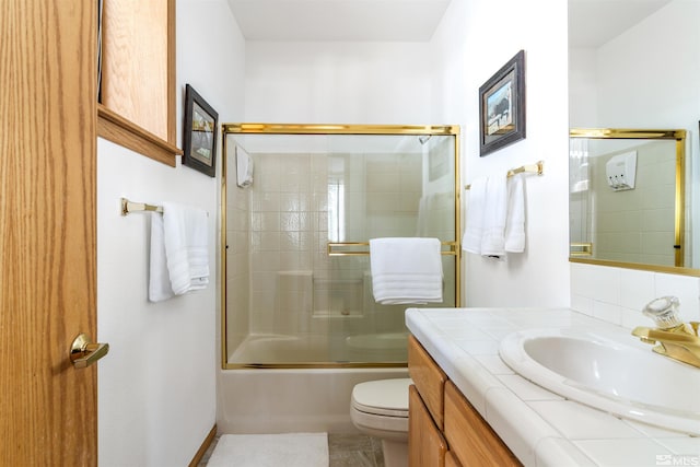 513 Lucille Dr, Incline Village, NV 89451 - full bathroom with toilet, vanity, enclosed tub / shower combo, and baseboards