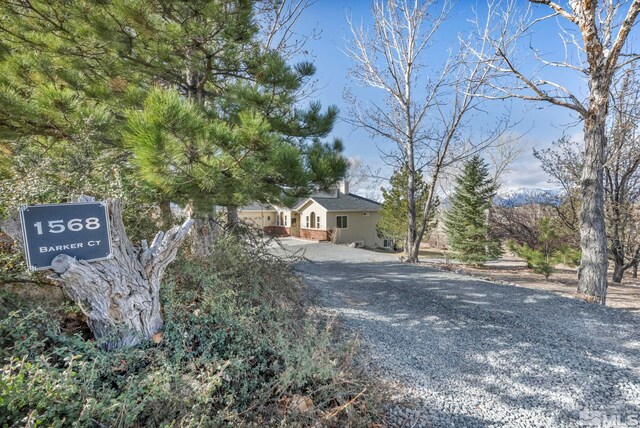 1568 Barker Ct, Gardnerville, NV 89410 - obstructed view of property with gravel driveway