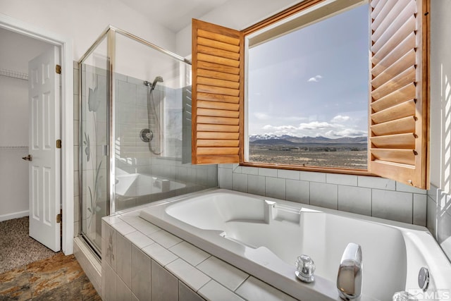 1568 Barker Ct, Gardnerville, NV 89410 - bathroom with a stall shower, a garden tub, and baseboards