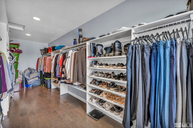 1568 Barker Ct, Gardnerville, NV 89410 - spacious closet with wood finished floors and attic access